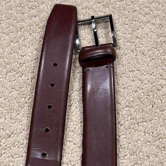 Trafalgar Cameron Leather Dress Belt Mahogany Brown Burnished Size 44 #1101TFR8 - Picture 12 of 15